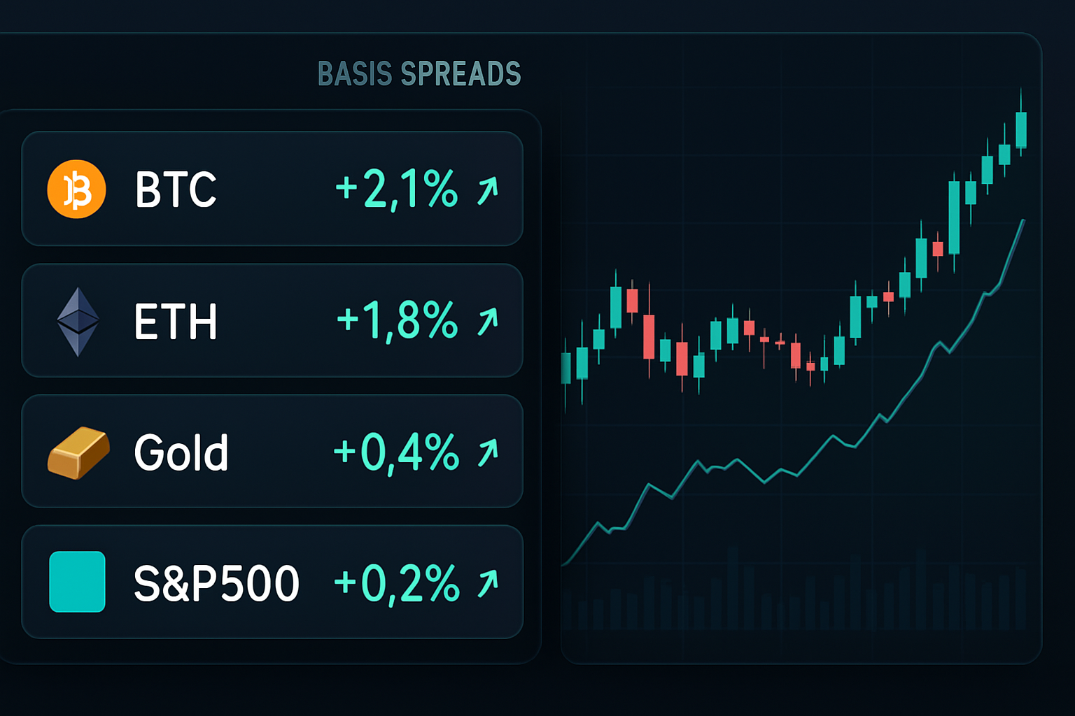 여러 기회를 모니터링하는 실시간 베이시스 트레이딩 대시보드