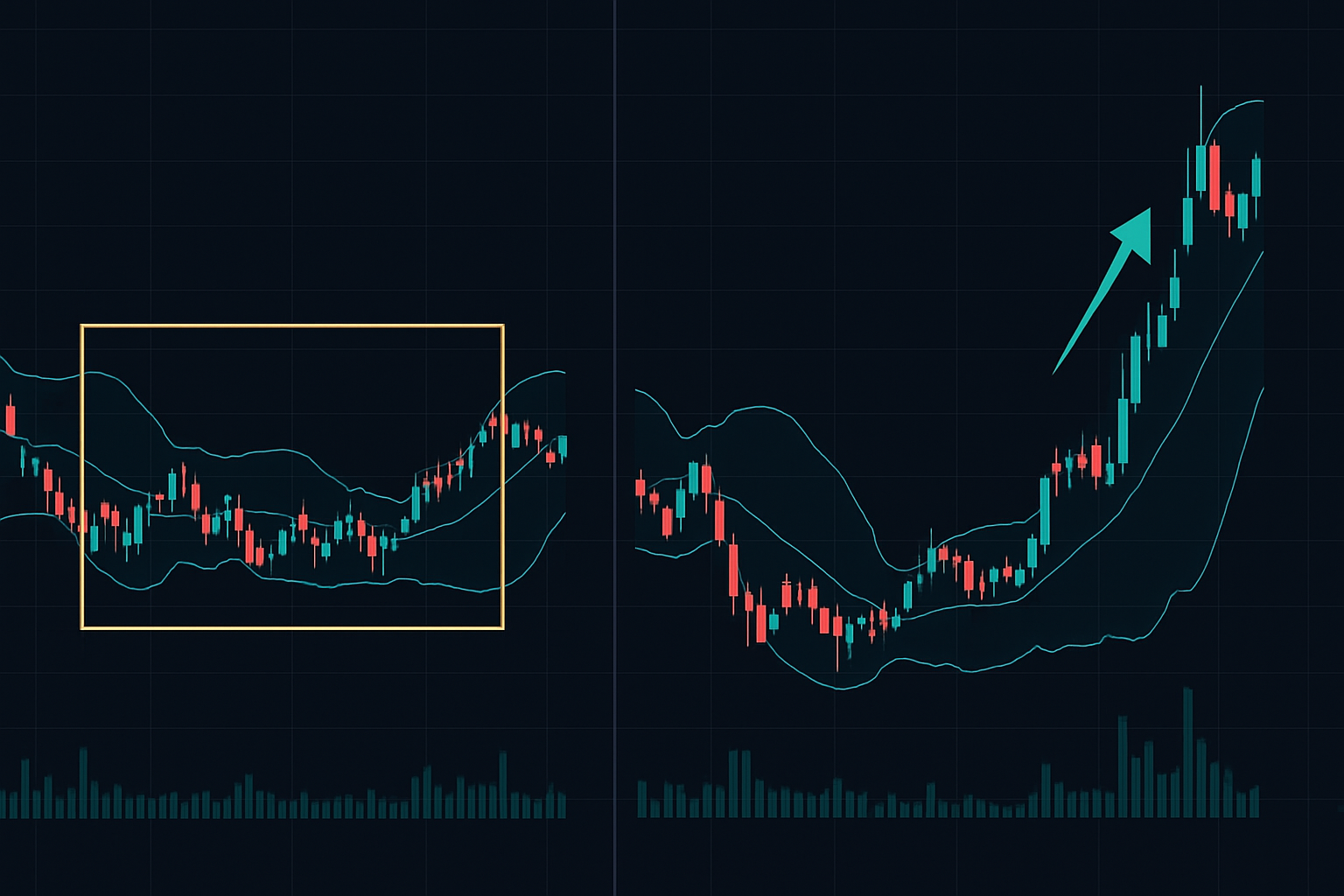 Tesla's 8-month Bollinger Band squeeze before the 18% earnings explosion