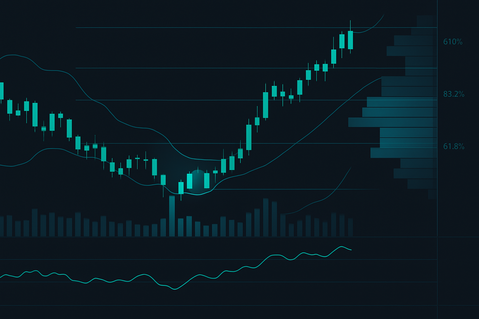 Combining squeeze patterns with volume nodes and Fibonacci levels for higher probability trades