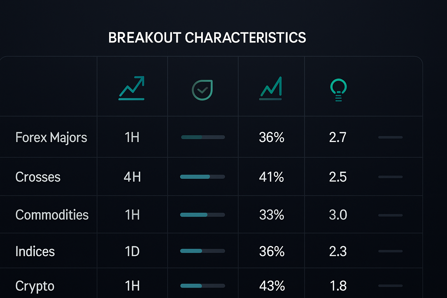 Asset-specific breakout trading adjustments at a glance