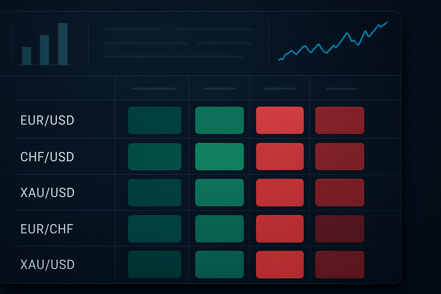 Multi-timeframe correlation monitoring dashboard - red zones indicate trading opportunities