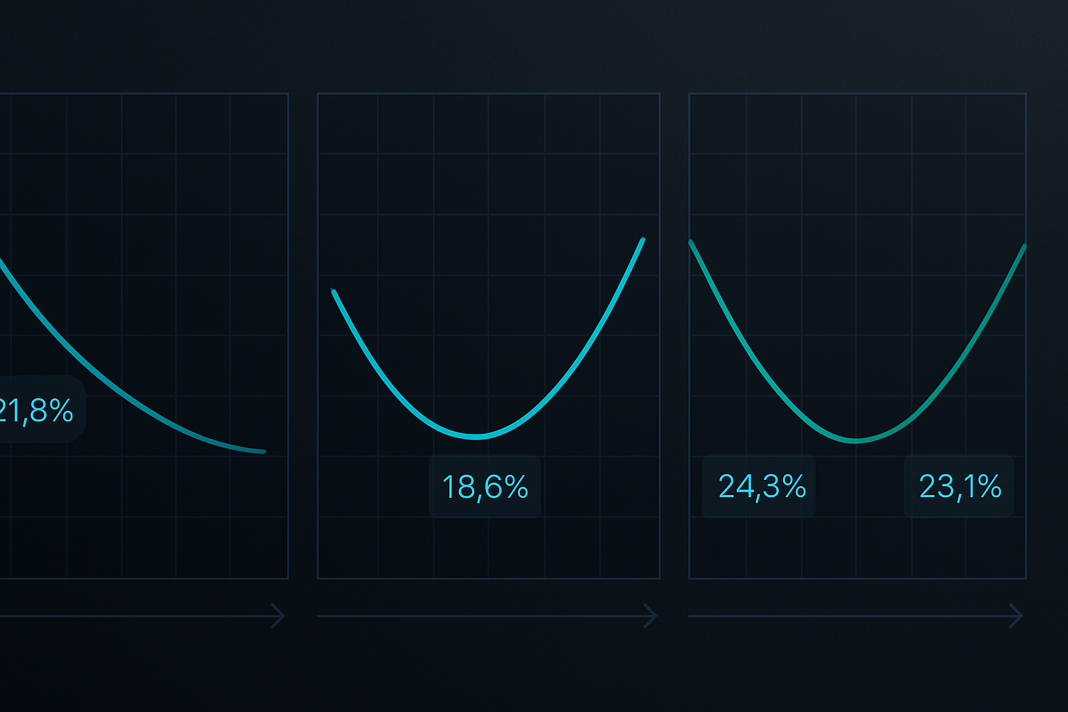 তিনটি স্কিউ প্যাটার্ন: পুট স্কিউ, কল স্কিউ এবং স্মাইল কম্প্রেশন