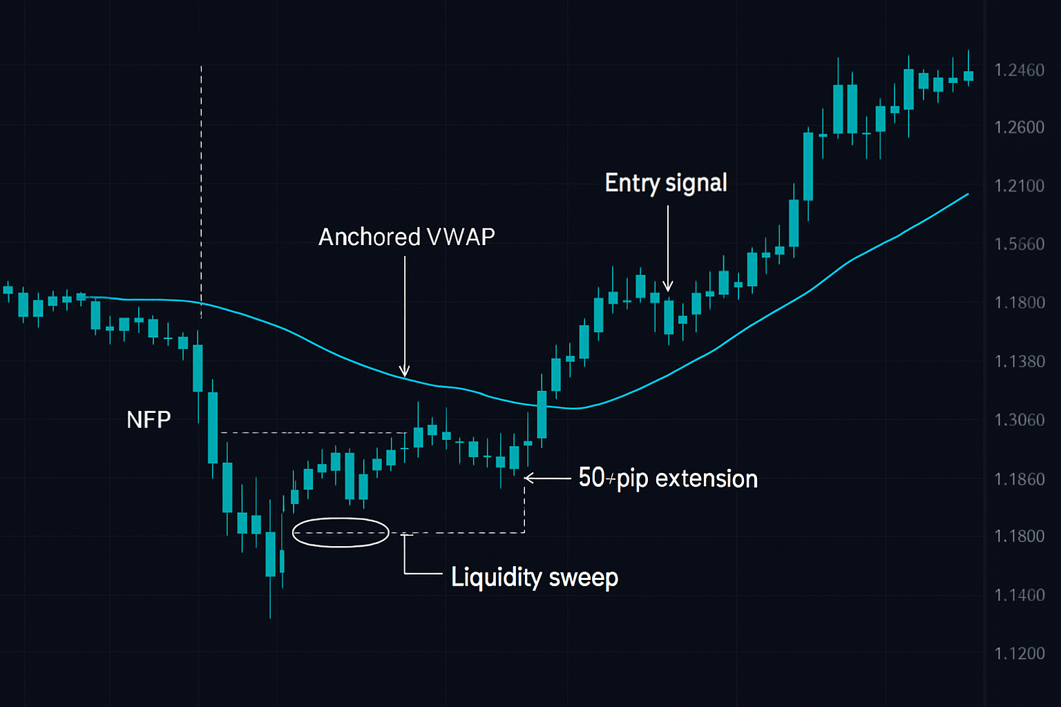 Complete news VWAP reversal trade setup example