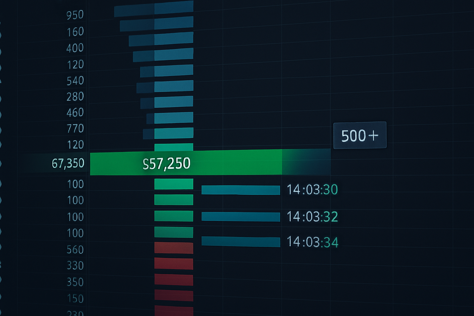 Iceberg order detection: 100-lot display absorbing 500+ contracts