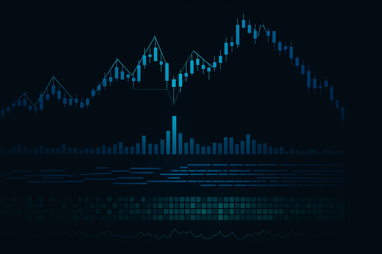 Empilhamento de padrões por IA — múltiplos sinais convergindo para setups de alta probabilidade
