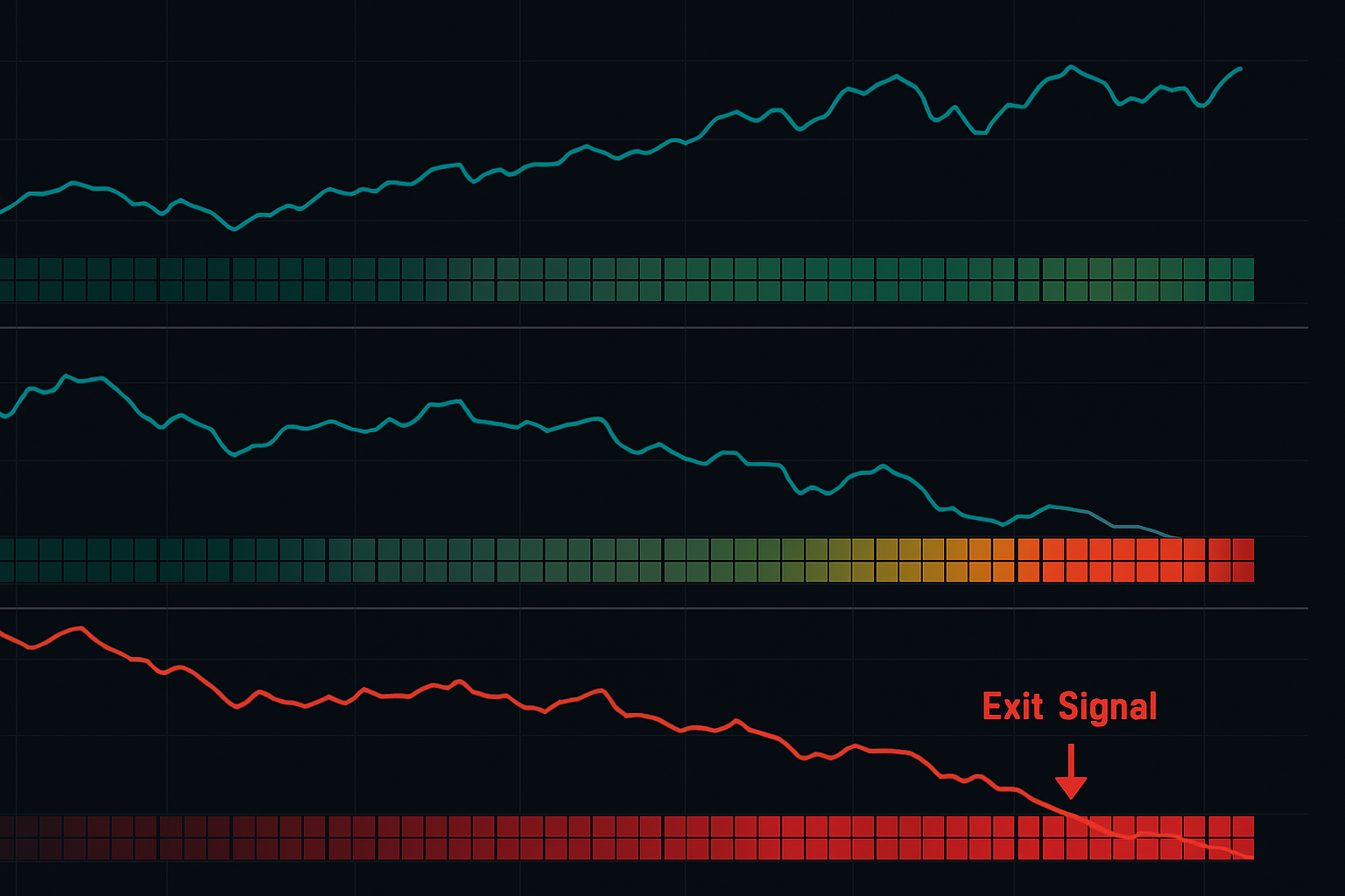 Cascata de exaustão de momentum — IA identifica o momento ideal de saída