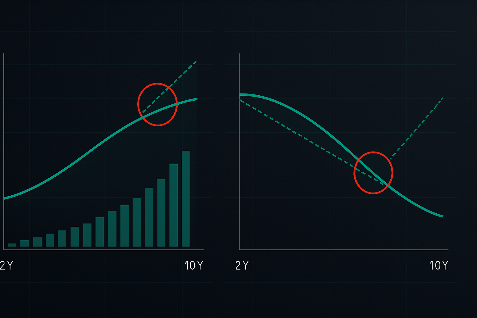 Normal vs inverted yield curves showing derivative pricing gaps